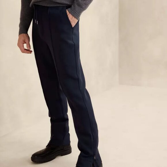 Banana Republic Herringbone Scuba Jogger size XL Navy - Picture 2 of 5